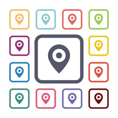 PIN düz Icons set harita