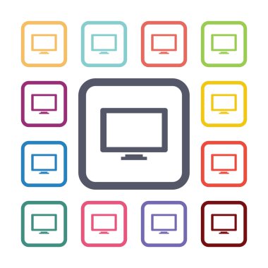 TV düz Icons set