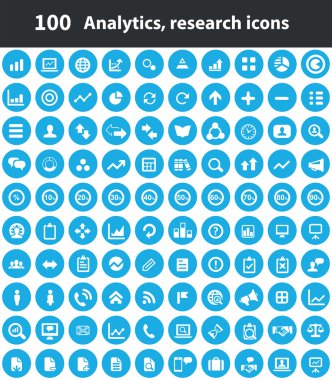 100 analytics, araştırma simgeler