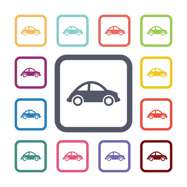 Mini car flat icons set
