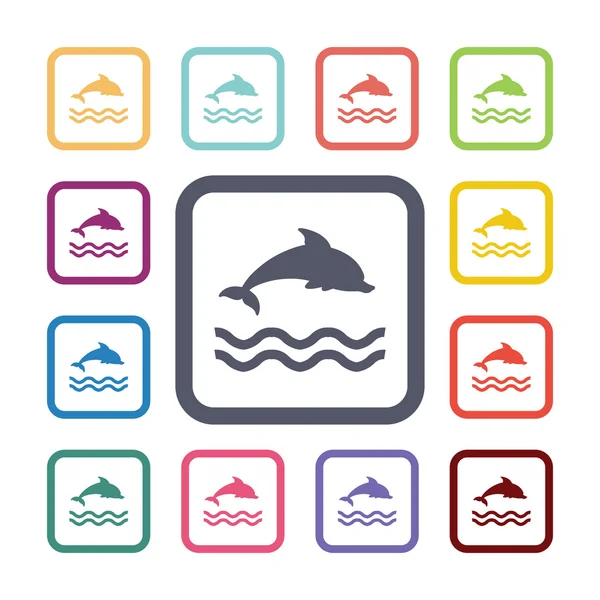 Dolphin flat icons set — Stock Vector