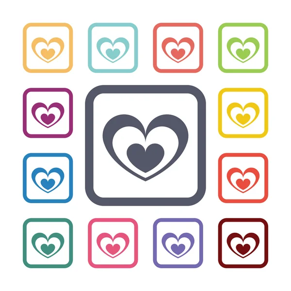 Heart flat icons set — Stock Vector