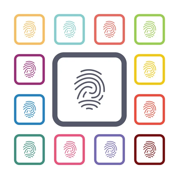 Fingerprint flat icons set — Stock Vector