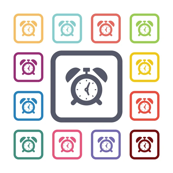 Alarm clock flat icons set — Stock Vector