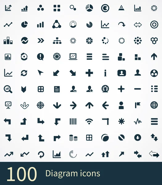 Ensemble de 100 icônes de diagramme — Image vectorielle