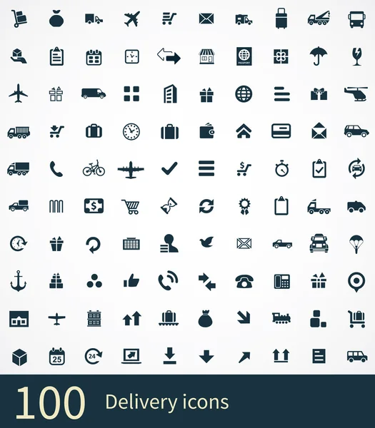 100 delivery icons set — Stock Vector