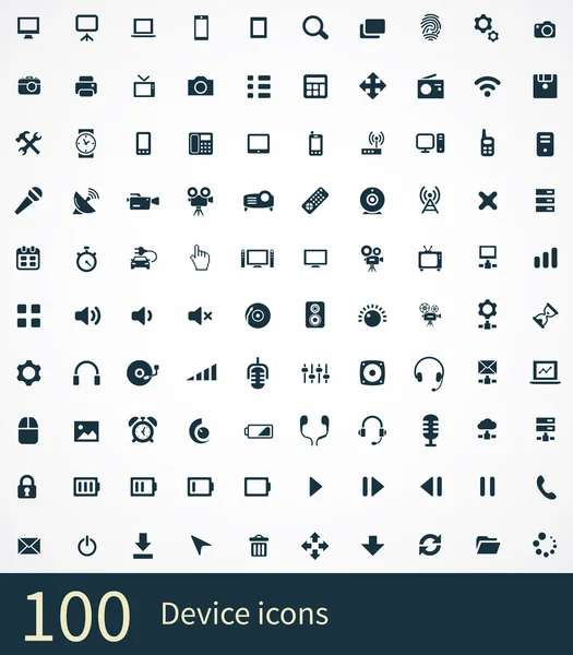 100 device icons set — Stock Vector