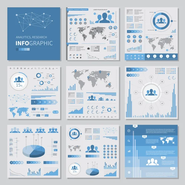 Analytics-Infografik Set-Elemente, flacher Stil — Stockvektor
