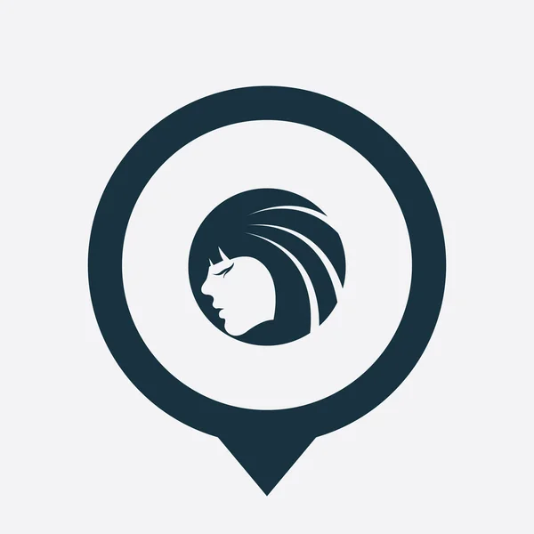 Beauty girl face icon map pin — Stock Vector