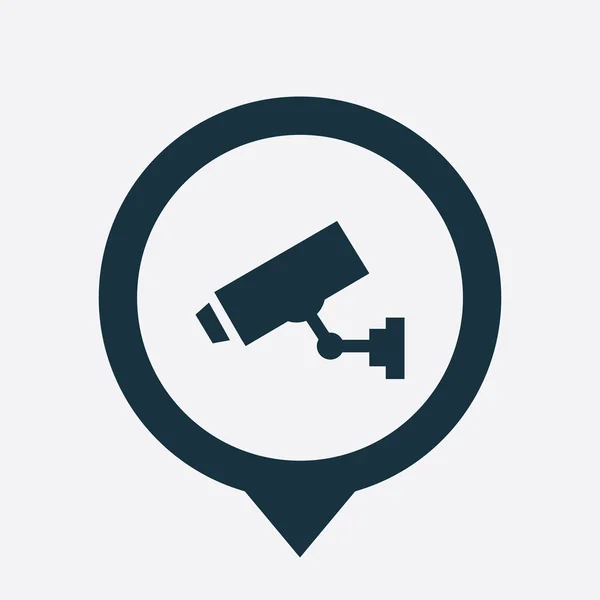 Pino de mapa de ícone de câmera de segurança — Vetor de Stock