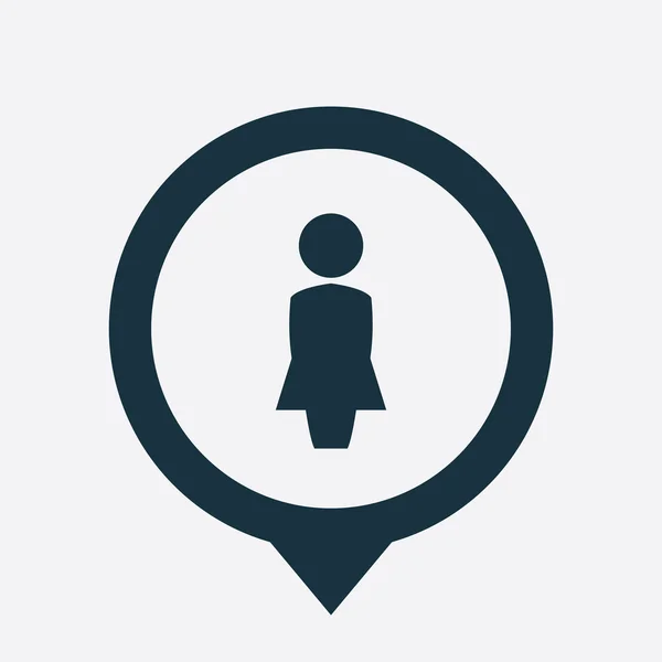 Ženské profil ikonu mapu pin — Stockový vektor