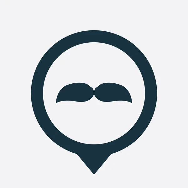 Mustache icon map pin — Stock Vector