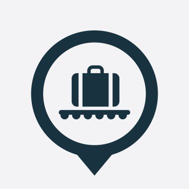 Havaalanı simge harita iğne üzerinde Bagaj