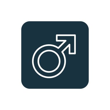 erkek sembol simge yuvarlak kare düğmesini