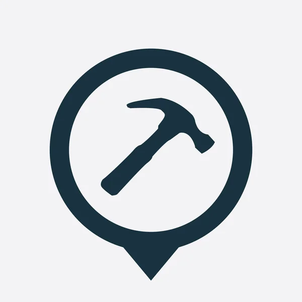 Kladivo ikona mapu pin — Stockový vektor