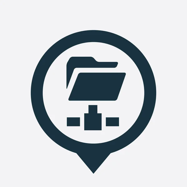 Pin de mapa de icono de carpeta de red — Vector de stock
