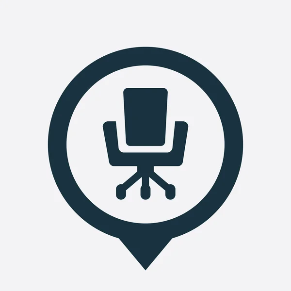 Cadeira de escritório ícone mapa pin —  Vetores de Stock