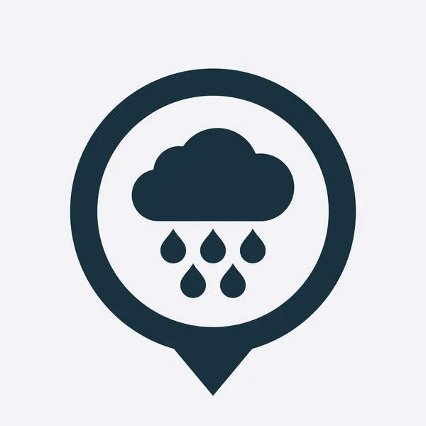 Nube lluvia icono mapa pin — Vector de stock