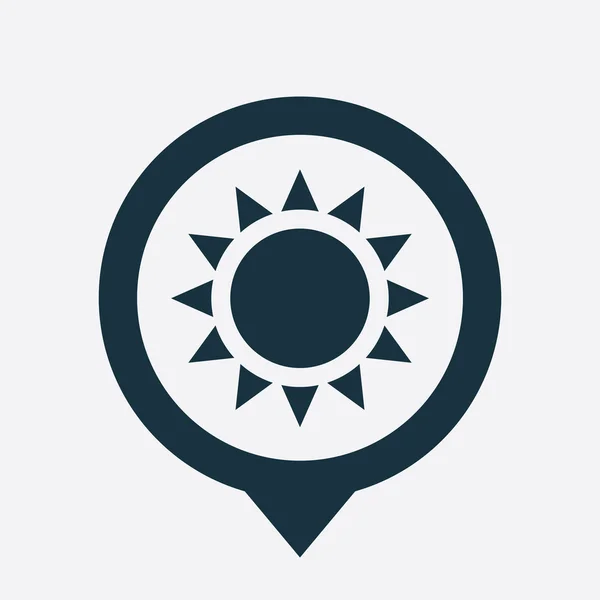 Icona del sole mappa pin — Vettoriale Stock