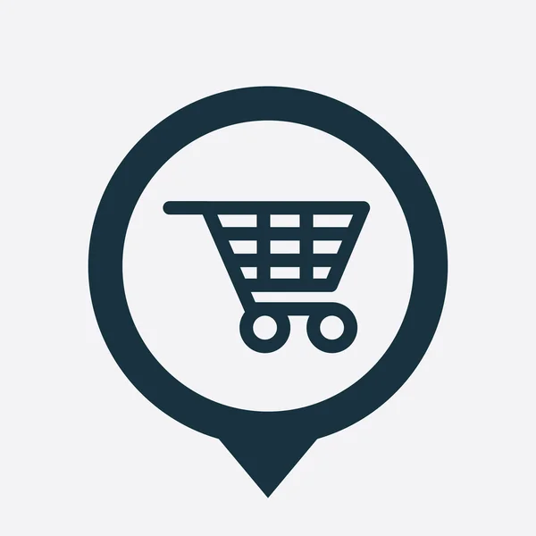 Carrinho de compras ícone mapa pino — Vetor de Stock