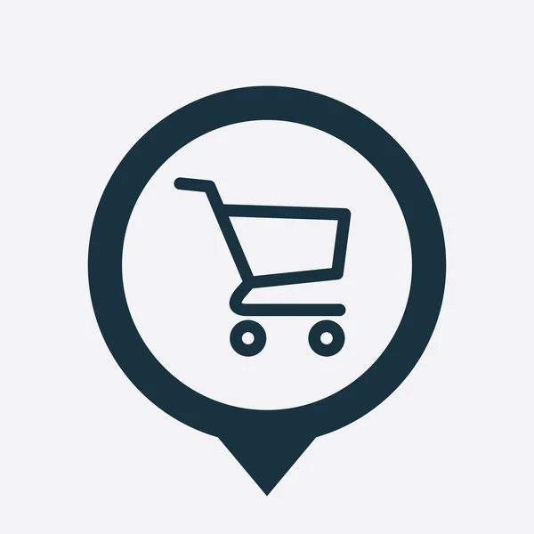 Shopping cart ikonen karta pin — Stock vektor