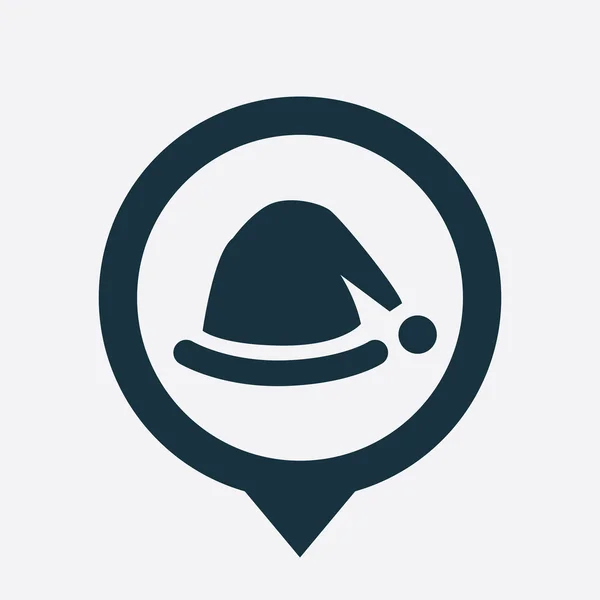 Santa klobouk ikonu mapu pin — Stockový vektor