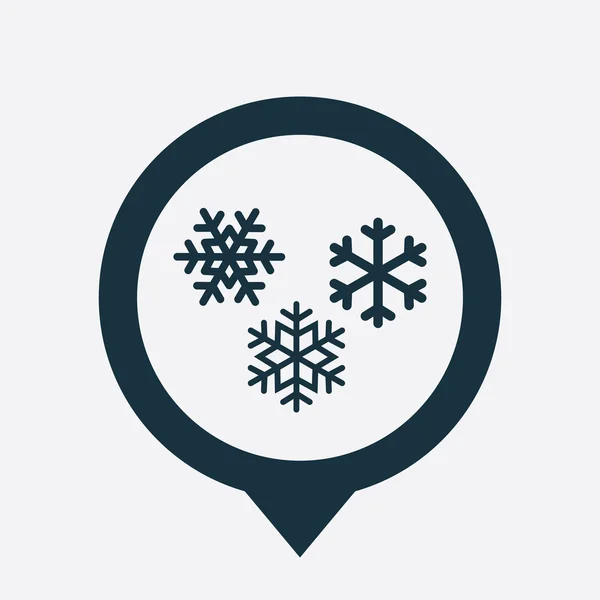 Icona fiocchi di neve mappa pin — Vettoriale Stock