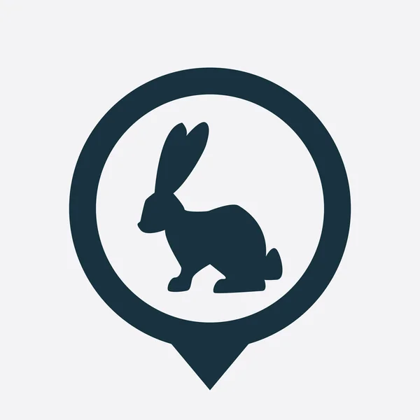 Icona coniglio mappa pin — Vettoriale Stock