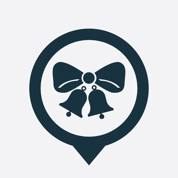 Jingle campanas icono mapa pin — Vector de stock