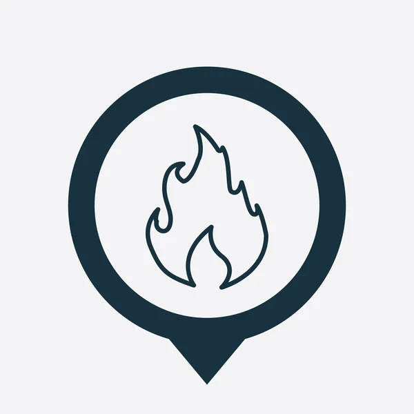 Icono de fuego pin mapa — Archivo Imágenes Vectoriales