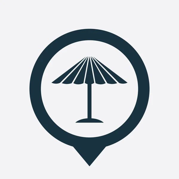 Máscara de guarda-sol ícone pino mapa —  Vetores de Stock