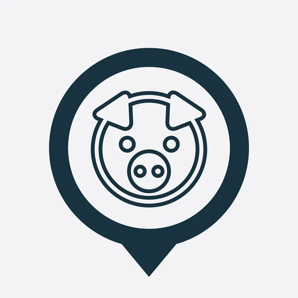 Pino de mapa ícone porco — Vetor de Stock