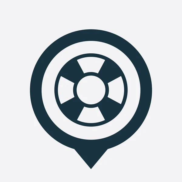 Záchranný kruh ikonu mapu pin — Stockový vektor