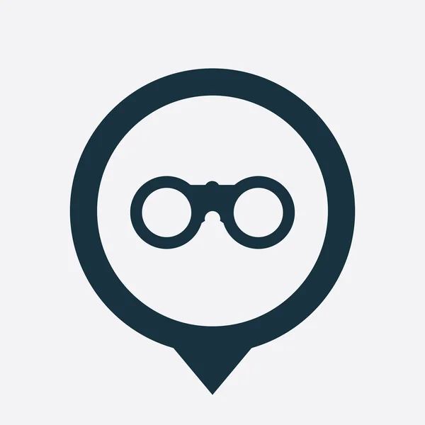 Binoculars icon map pin — Stock Vector
