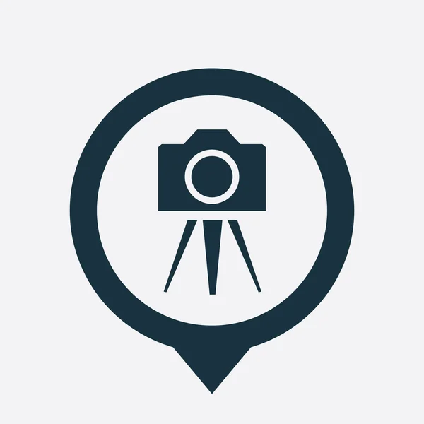 Foto camera pictogram kaart pin — Stockvector