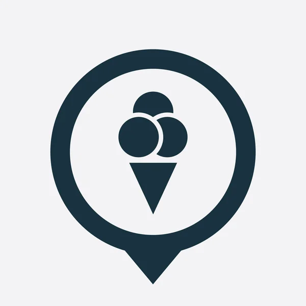 Ícone de sorvete pino mapa —  Vetores de Stock