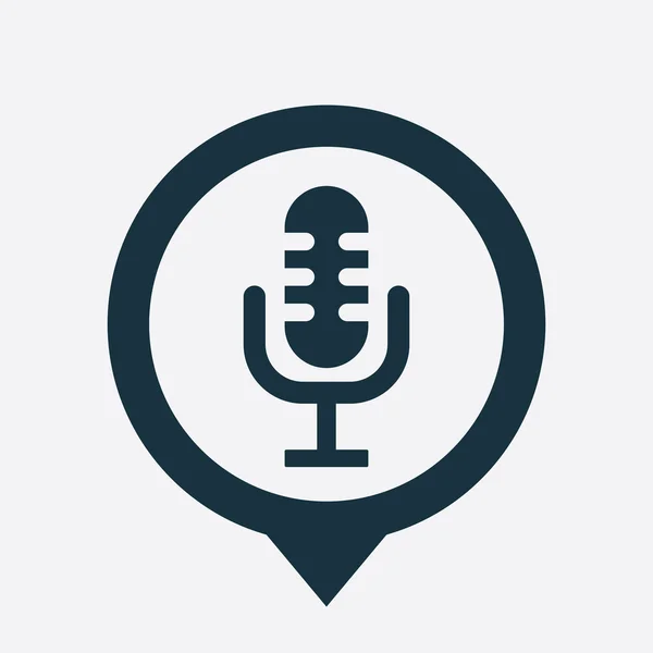 Mikrofon ikonę przypięcie mapy — Wektor stockowy