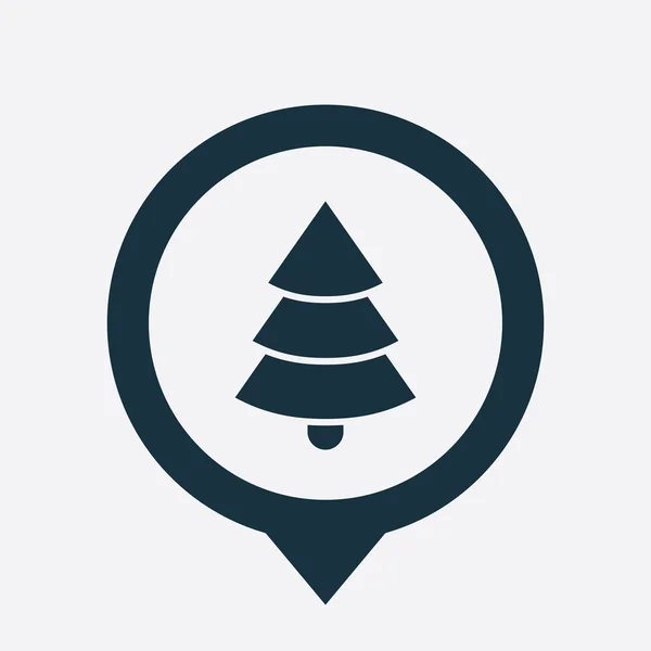 Árbol de Navidad icono mapa pin — Vector de stock