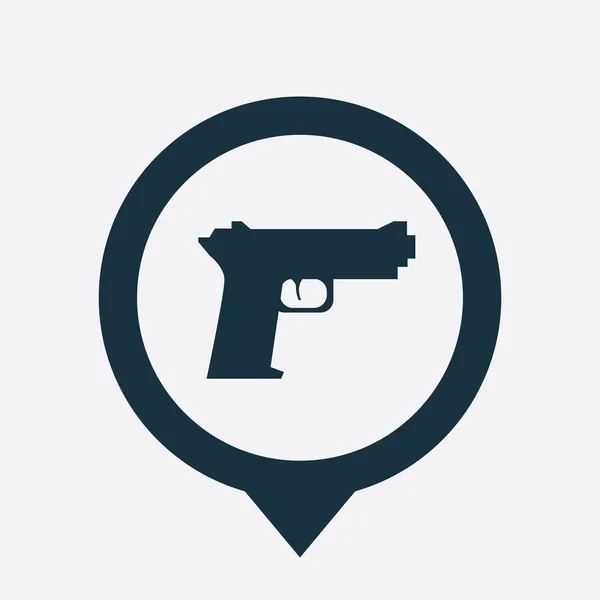 Gun icon map pin — Stock Vector