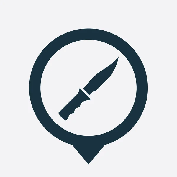 Pino de mapa de ícone faca — Vetor de Stock
