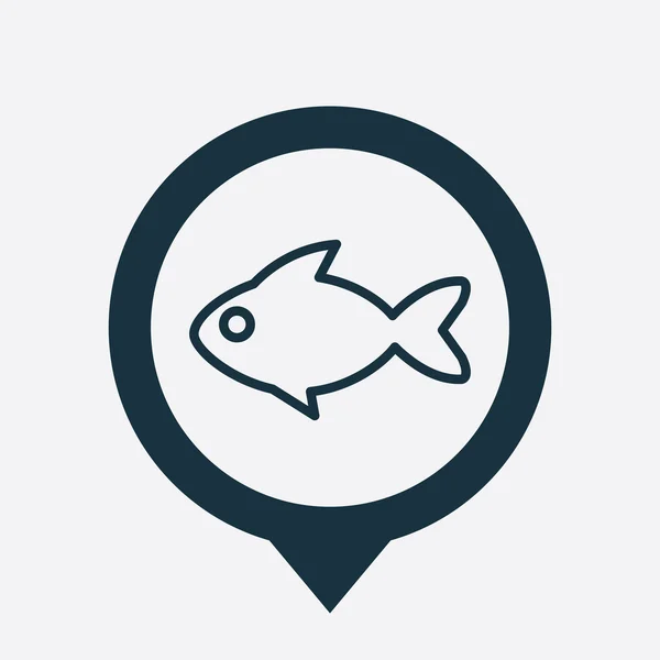 Ryby ikonę przypięcie mapy — Wektor stockowy