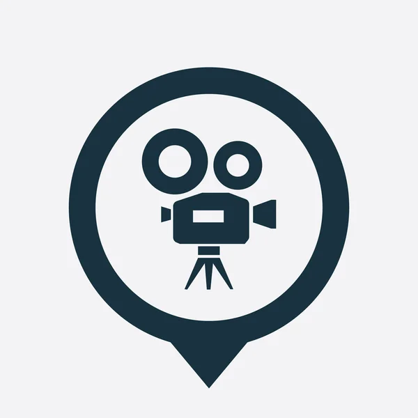 Icona della videocamera mappa pin — Vettoriale Stock