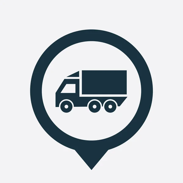 Vrachtwagen pictogram kaart pin — Stockvector