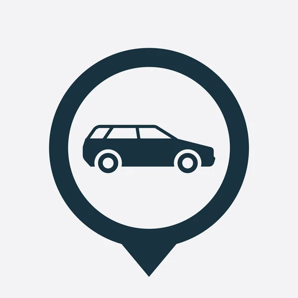 Car icon map pin — Stock Vector