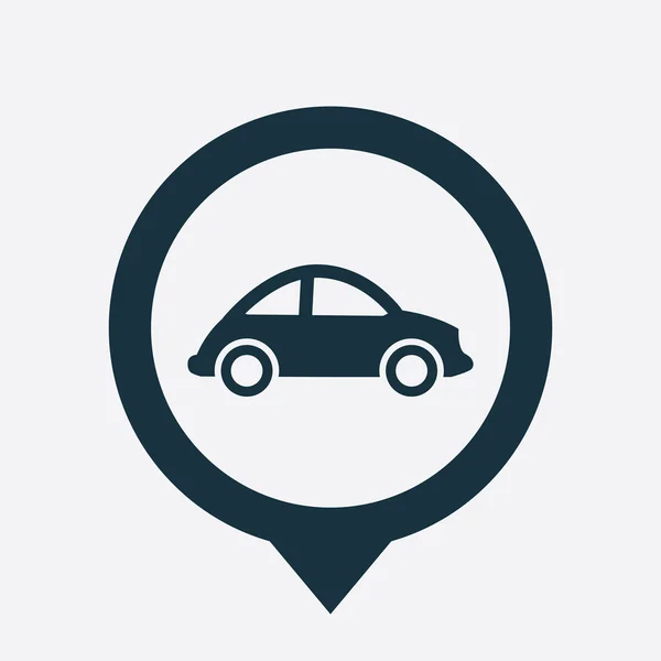 Mini coche icono mapa pin — Vector de stock