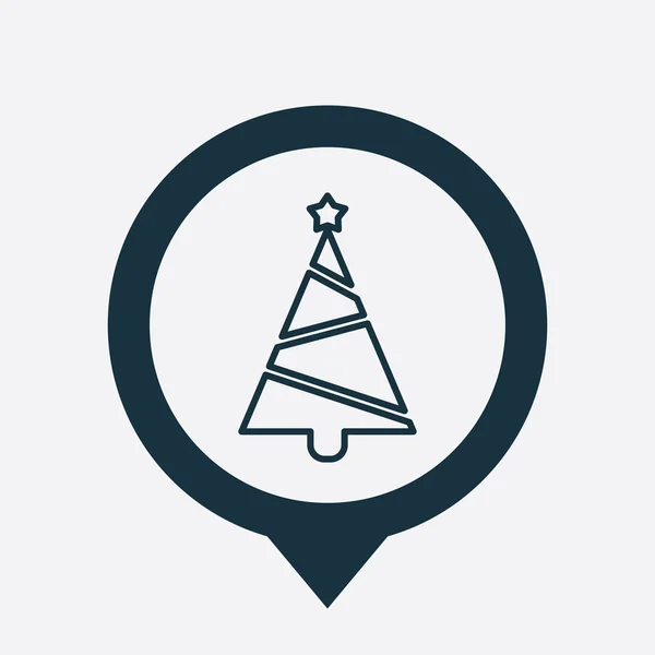 Boże Narodzenie drzewo ikonę przypięcie mapy — Wektor stockowy