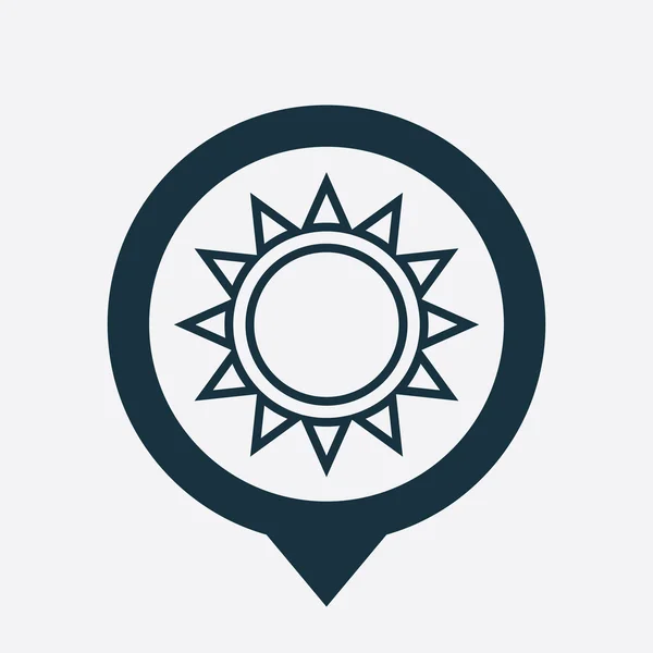 Sun icon map pin — Stock Vector