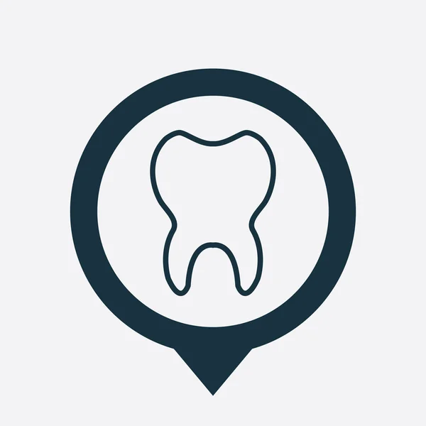 Tooth icon map pin — Stock Vector