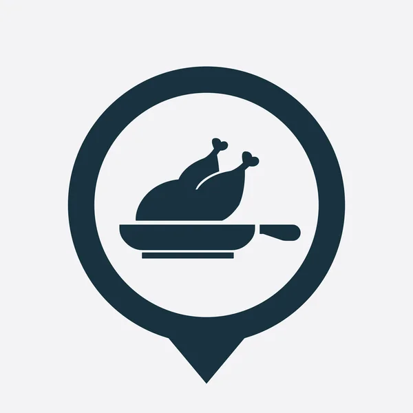 Pollo parrilla icono mapa pin — Vector de stock