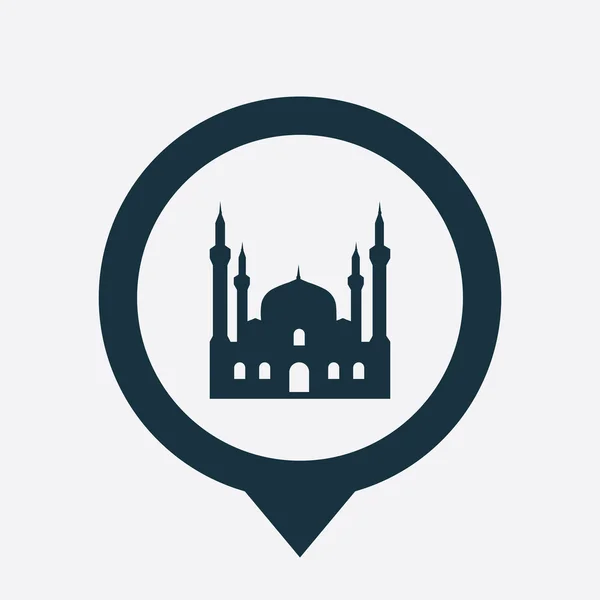 Icono de mezquita mapa pin — Vector de stock